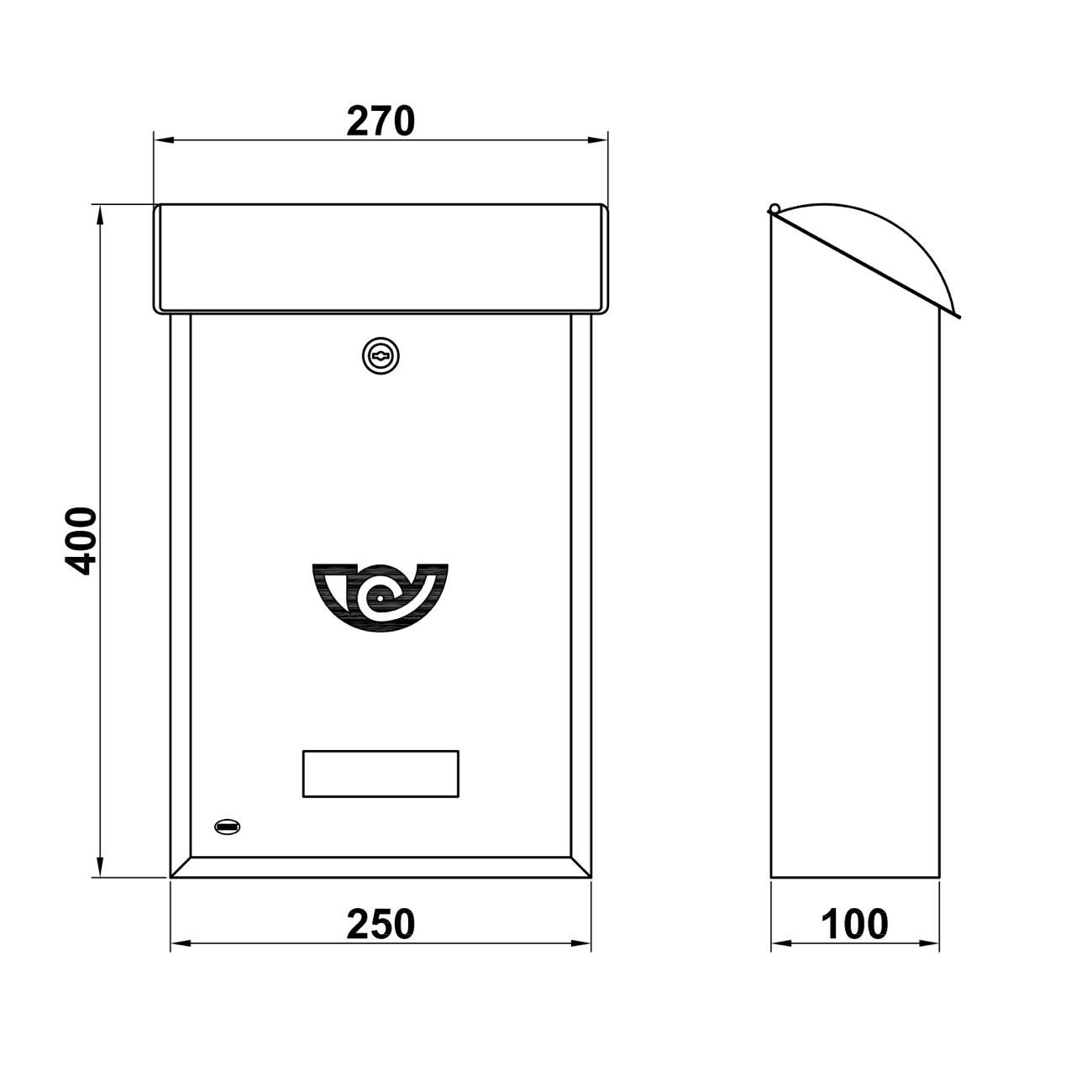 Buzón de exterior pequeño para pared acabado blanco con tapa plana